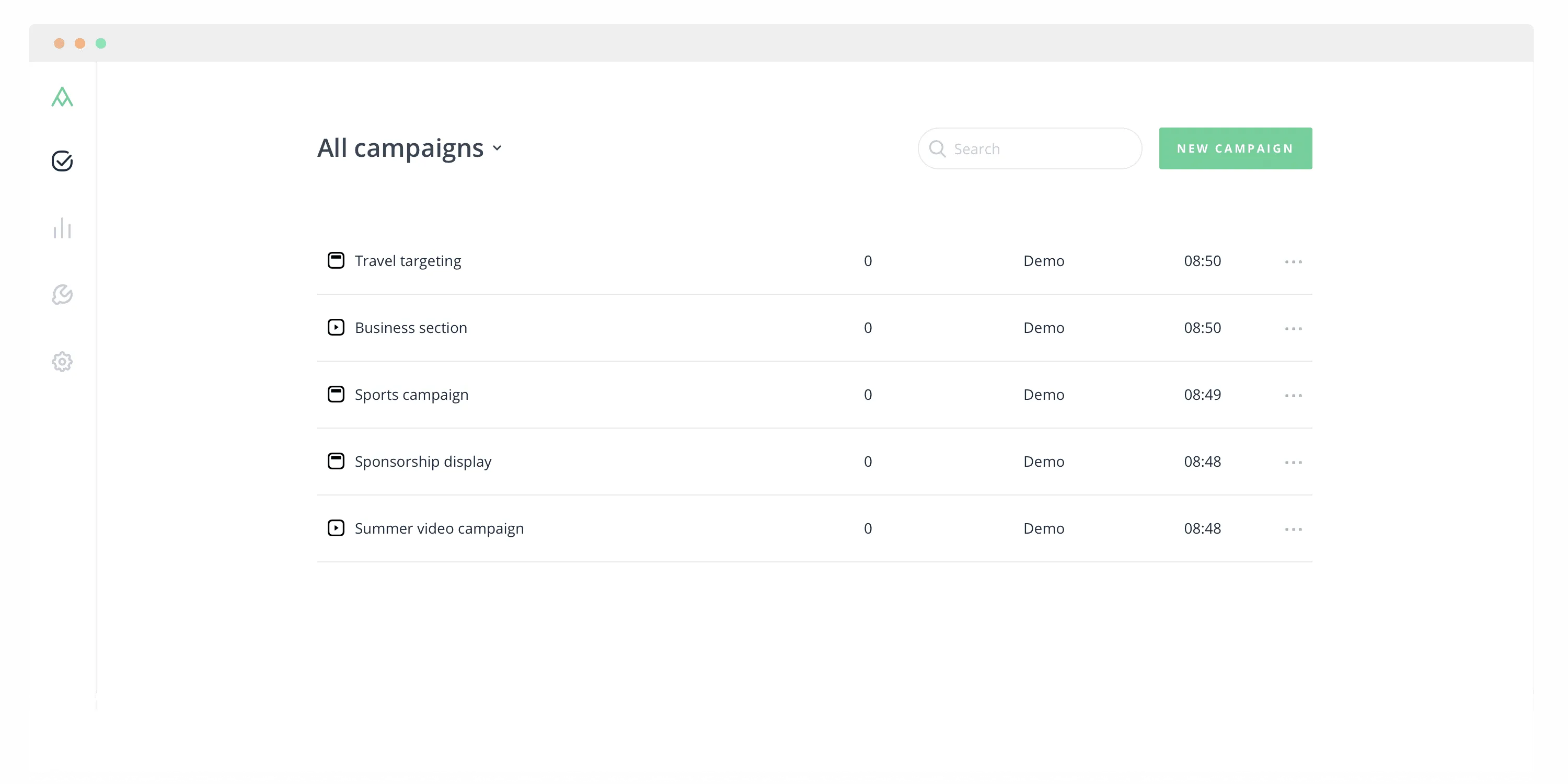 AdValidation campaign list interface